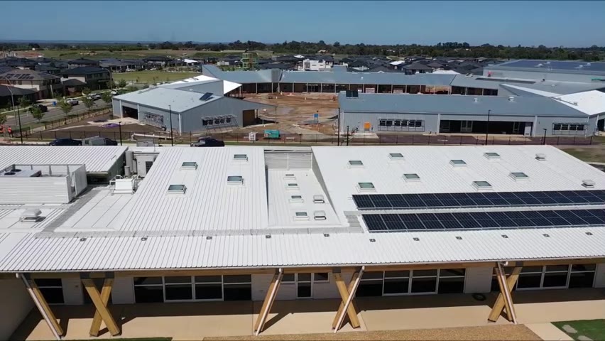 Elliston Community Centre finished front with timber entry columns and solar array
