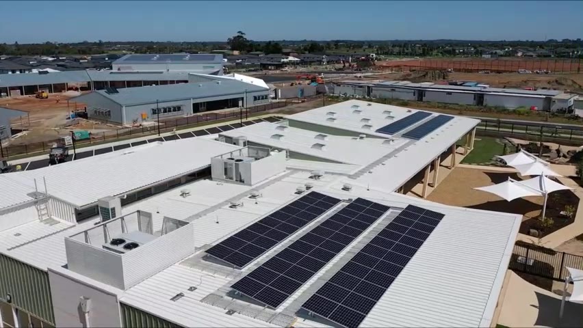 Klip-Lok roof with solar panels at Elliston Community Centre