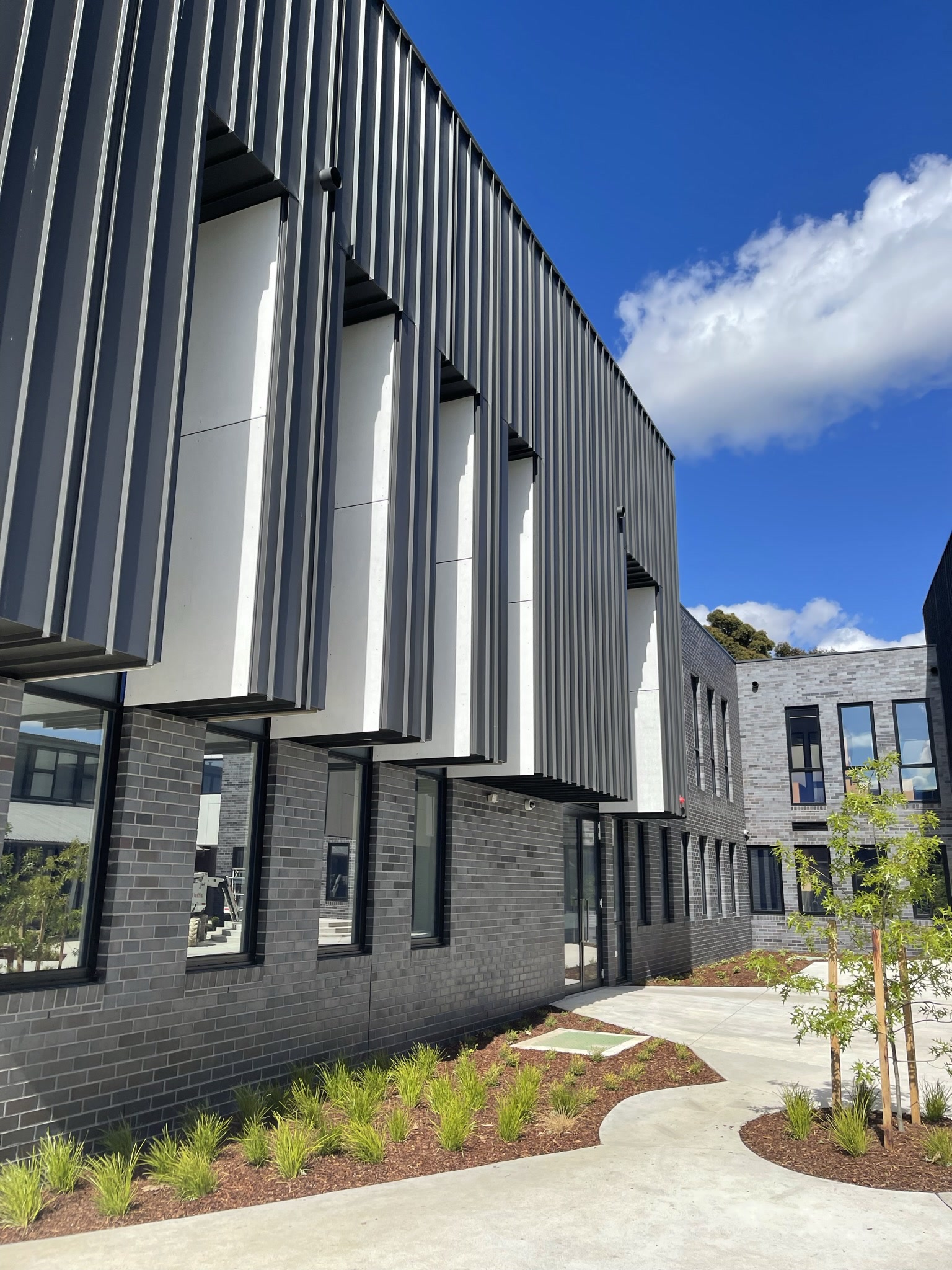 Standing-seam corner detail at Emmaus College
