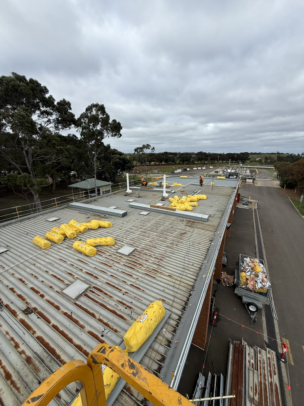 Old roof stripped back with new insulation staged at the Melton Recycled Water Plant