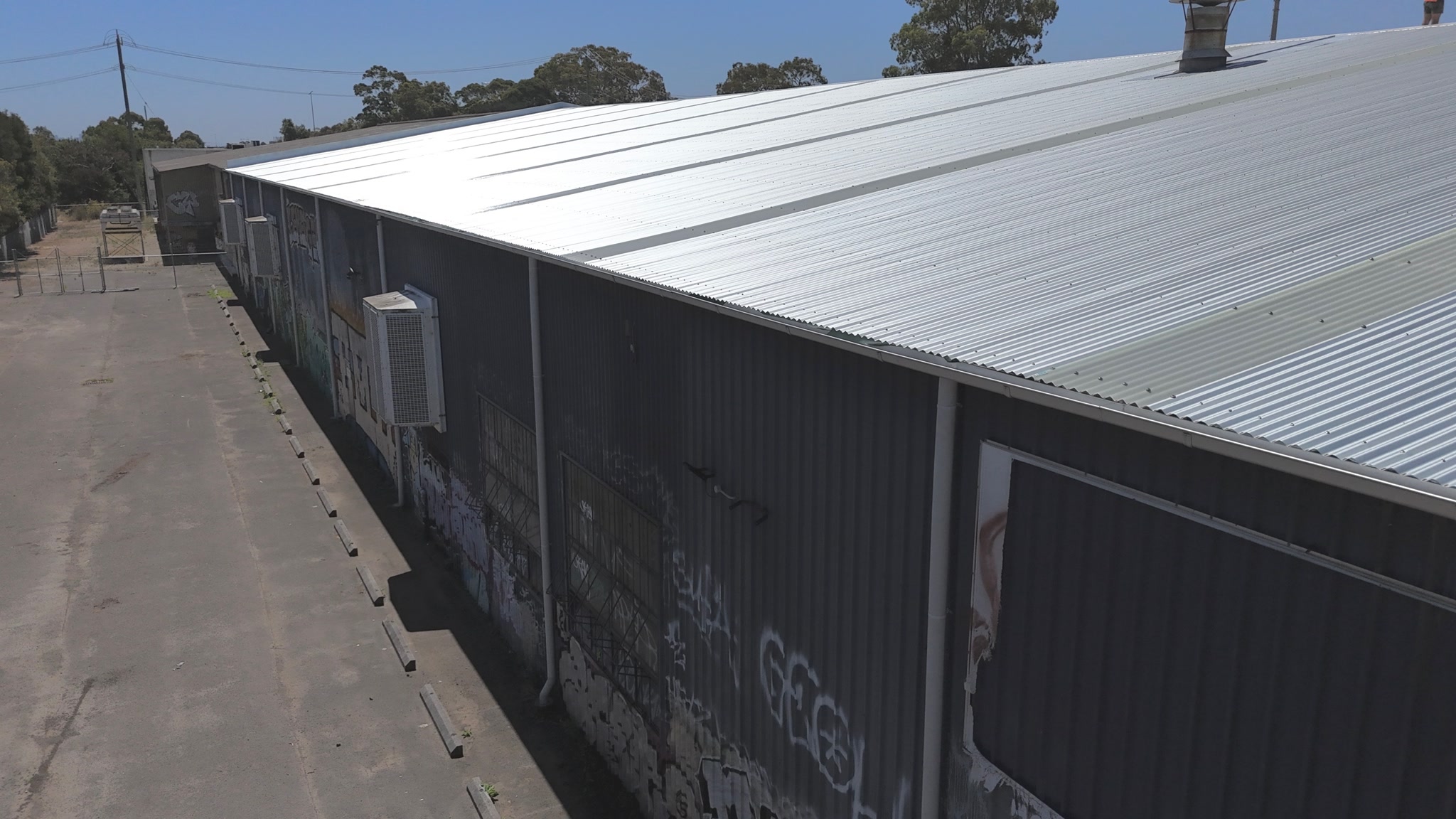 Aerial view of the completed Inflatable World re-roof in Oakleigh